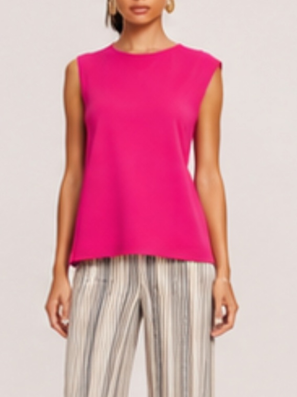 Bryn Walker Linen Sleeveless Coordinating Side Slit Tank in Pink Size XXS